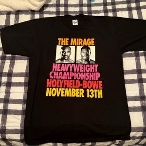 VINTAGE Evander Holyfield vs Riddick Bowe Mens Boxing T-Shirt Size XL 1990s